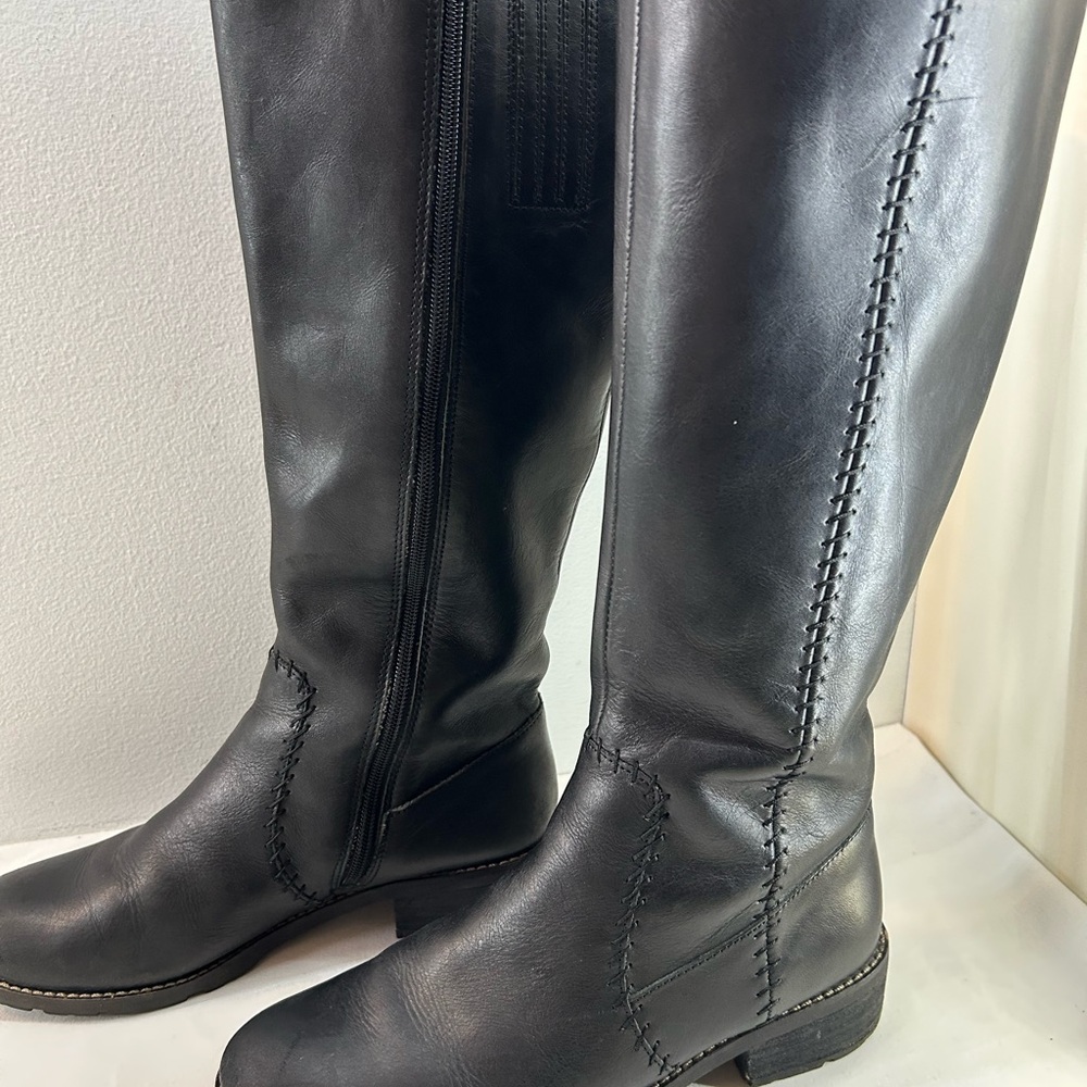 Sofft Adabelle Riding Boot Lug Sole Tall Black Leather Boots